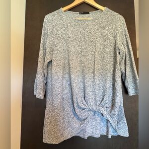 GIBSON Heather Gray Tie-Front Knit Top